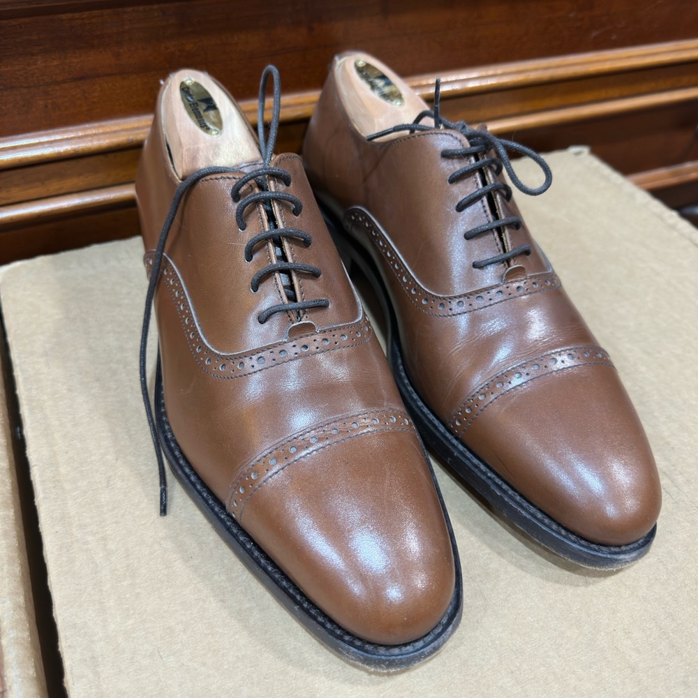 England Finsbury Dress Shoes Mens Size 7 US, 6 UK Brown Leather Cap-toe Oxfords